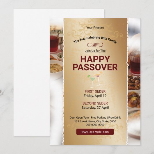Passover Event Flyer Template 招待状 (正面/裏面)