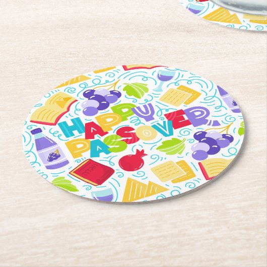 Passover Festive Paper Coaster ラウンドペーパーコースター (アングル)