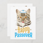 Passover Happy Passover Cat Funny Seder Jewish 招待状 (正面/裏面)