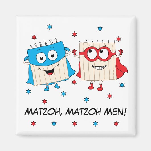 Passover Magnet Square "Matzoh Men" マグネット (正面)