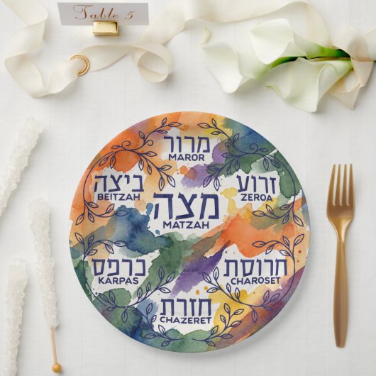 Passover Seder Plate Kearah for All Guests Pesach  ペーパープレート (ウェディング)