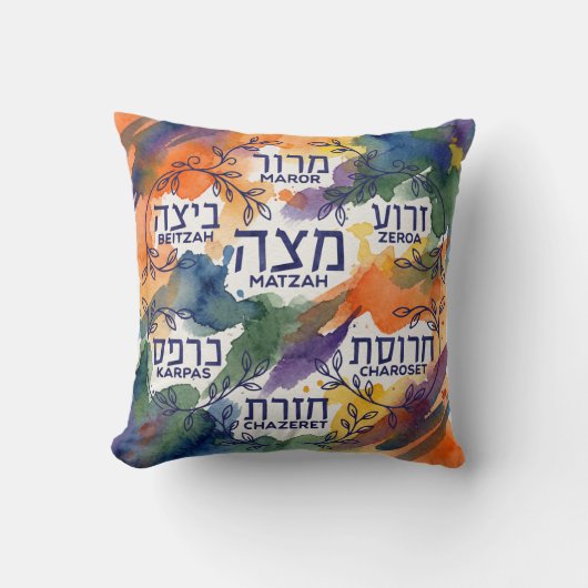 Passover Seder Plate Leaning Pillow for Seder クッション (正面)