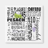 Passover Square Magnet「Dayenu and more...」 マグネット (正面)