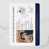 Passportの結婚宛先金ゴールドクレストモノグラム 箔招待状 (裏面)