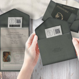 Passportスタイルすべて1つの結婚式招待状 オールインワン招待状