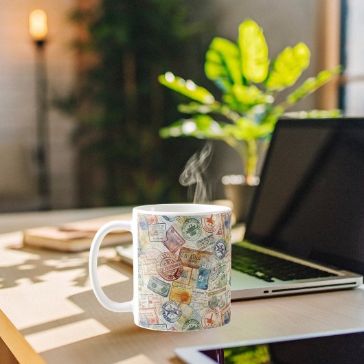 Passportスタンプヴィンテージ コーヒーマグカップ