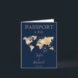 Passport結婚の金ゴールド世界地図 招待状<br><div class="desc">そしてモダンエレガント世界地図の招待状結婚の目的地、パスポートのような</div>