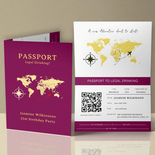 Passport 21st Birthday Legal Drinking party 案内状