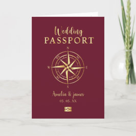 Passport Destination Compass結婚のフェイク金ゴールド 招待状