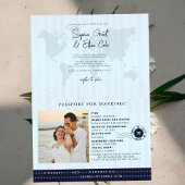 Passport Destination Wedding Blue invitation 招待状