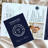 Passport Destination Wedding Blue invitation 招待状