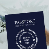 Passport Destination Wedding Blue invitation 招待状