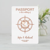 Passport Destination Wedding Gold Foil World Map 箔招待状 (立ち正面)