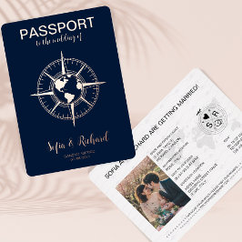 Passport Destination Wedding Gold Foil World Map 箔招待状