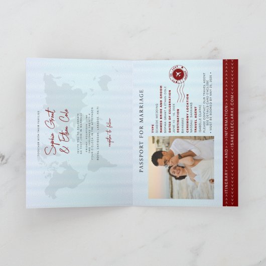 Passport Destination Wedding red invitation 招待状 (内部)