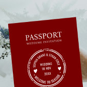 Passport Destination Wedding red invitation 招待状