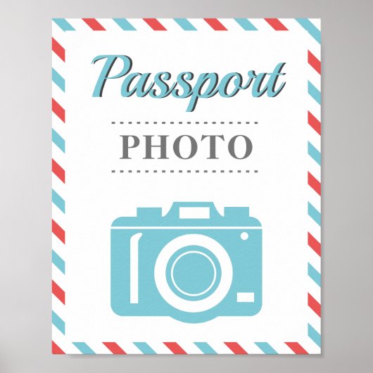 Passport Photo Booth航空会社旅行パーティーブルーレッド ポスター (正面)
