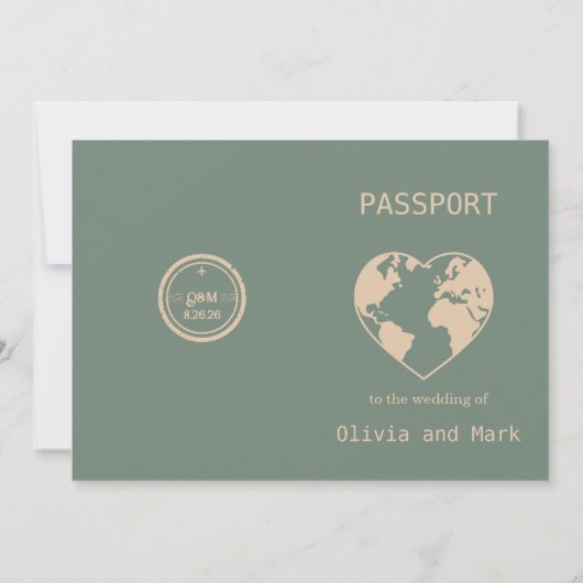Passport Save the Date – Sage & Beige | Rustic 招待状 (裏面)
