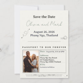 Passport Save the Date – Sage & Beige | Rustic 招待状