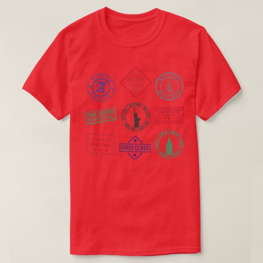Passport Stamp旅行 Tシャツ (デザイン正面)