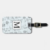 Passport Stamps Monogramヴィンテージ青 ラゲッジタグ (正面横)