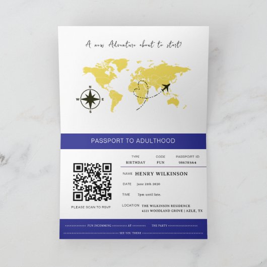 Passport to Adulthood Blue 21st birthday 案内状 (内部)