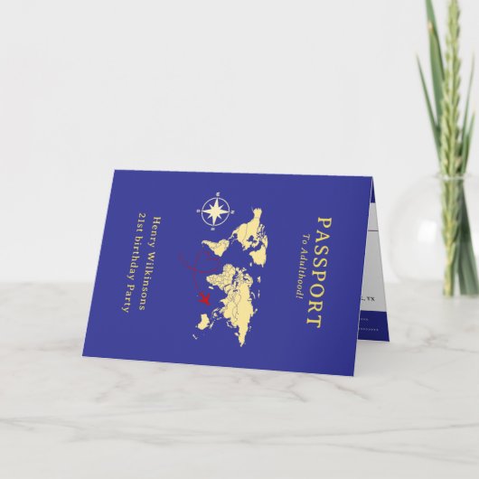 Passport to Adulthood Blue 21st birthday 案内状 (正面)