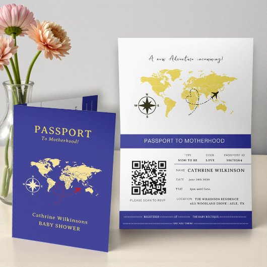 Passport To Motherhood Baby Shower Adventure  案内状