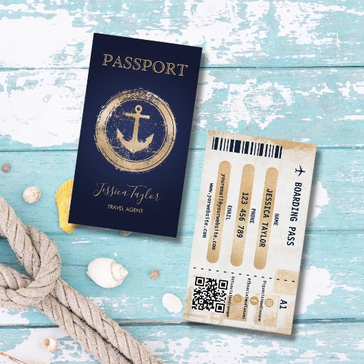 Passport Travel Agent World Map Boarding Pass 名刺