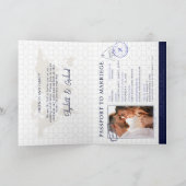 Passport Travel Destination Blue 結婚's 招待状 (内部)