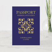 Passport Travel Destination Royal Blue Invitation カード (正面)