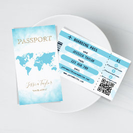 Passport Travel Make Up World Map搭乗券 名刺