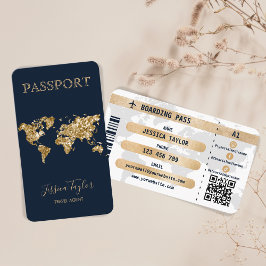 Passport Travel Make Up World Map搭乗券 名刺