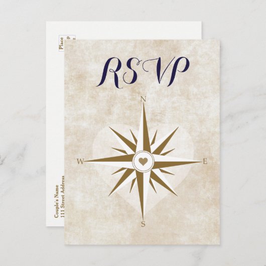 Passport Travel RSVPポストカード宛先ウェディング インビテーションポストカード (正面/裏面)