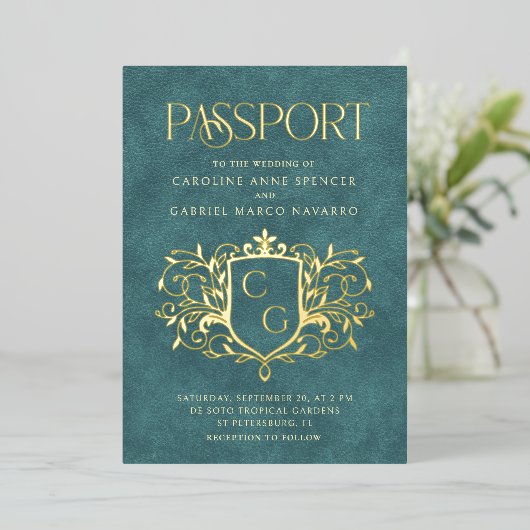 Passport Wedding 箔招待状 (立ち正面)