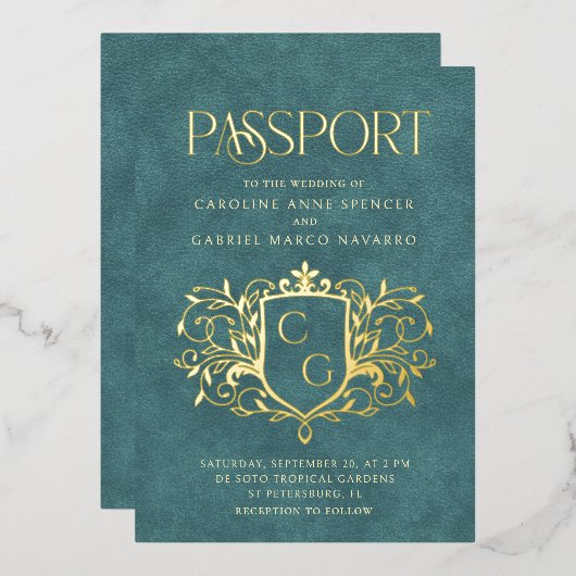Passport Wedding 箔招待状 (正面/裏面)