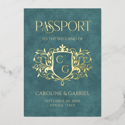 Passport Wedding Foil Invitation 箔招待状 (正面)