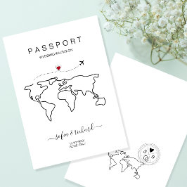 Passport World Mapミニマルモダンリスト目的地 招待状