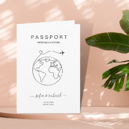 Passport World Mapミニマルモダンリスト目的地 招待状