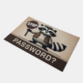 Password? Stopp! Humorvolle Waschbär Türsteher ドアマット (アングル)