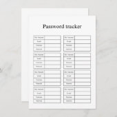 Password tracker ノートカード (正面/裏面)