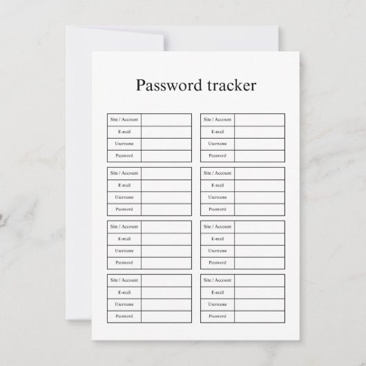 Password tracker ノートカード (正面)