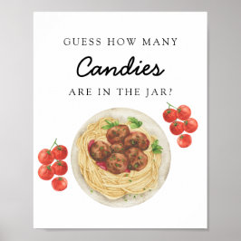 Pasta Baby shower Guess how many candies ポスター