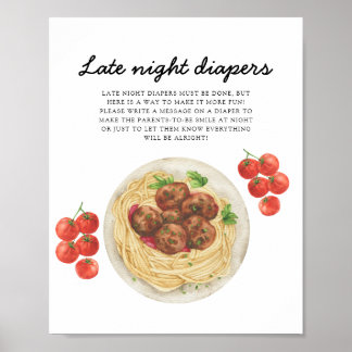 Pasta Baby shower Late night diapers ポスター