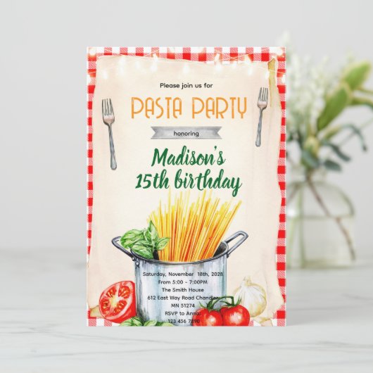 Pasta Class Party Invitation 招待状 (スタンド正面)