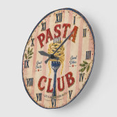 Pasta Club Vintage Kitchen ラージ壁時計 (傾斜)