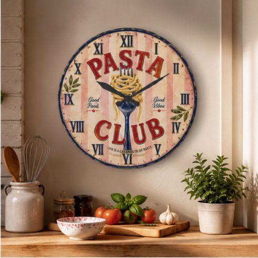 Pasta Club Vintage Kitchen ラージ壁時計