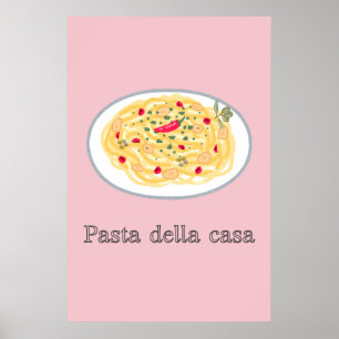 Pasta Della Casa アーリオ・オーリオ ピンクのキッチンポスター ポスター