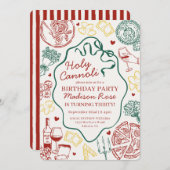 Pasta Dinner Party Holy Cannoli Italian Birthday 招待状 (正面/裏面)