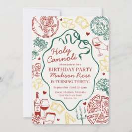 Pasta Dinner Party Holy Cannoli Italian Birthday 招待状